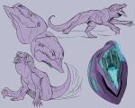  4_eyes absurd_res ambiguous_gender blep blue_teeth blue_tongue bodily_fluids claws disembodied_hand duo fangs feral hand_in_mouth hi_res imperatorcaesar multi_eye partially_colored purple_body saliva saliva_string sharp_teeth sitting sketch_page solo solo_focus teeth tongue tongue_out 