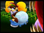  anthro big_butt blonde_hair blue_eyes butt clothing donkey_kong_(series) duo elemental_creature female feral flora_fauna hair male male/female mario_bros nintendo overalls piranha_plant plant seductive solo tiny_kong underwear undressing video_games virus-20 young 