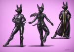  ambiguous_gender animate_inanimate anthro canid canine canis clothing digitigrade facing_forward handles hands_on_hips jackal living_rubber looking_away mammal nude null null_bulge pawpads pose rhaenjarr robe rubber solo standing 