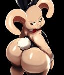  absurd_res anthro big_butt black_clothing black_eyes bunny_costume butt clothed clothing costume crossdressing domestic_pig dragon_ball hi_res huge_butt male mammal nathanatwar oolong_(dragon_ball) solo suid suina sus_(pig) 