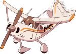  aircraft airplane ambiguous_gender glistening glistening_body grey_body imperatorcaesar looking_up not_furry orange_body signature simple_background smile solo three-quarter_view white_background white_body 
