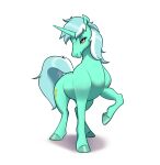  2022 absurd_res aquaticvibes digital_media_(artwork) equid equine female feral friendship_is_magic green_body hasbro hi_res hooves horn lyra_heartstrings_(mlp) mammal my_little_pony simple_background smile solo standing unicorn unicorn_horn white_background yellow_eyes 