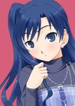  alternate_hairstyle blush earrings idolmaster idolmaster_(classic) jewelry kisaragi_chihaya necklace nokia_(harusion) side_ponytail solo 