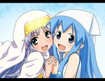  :3 bad_id bad_pixiv_id blue_eyes blue_hair crossover green_eyes habit hat holding_hands ikamusume index letterboxed look-alike maita multiple_girls nun robe shinryaku!_ikamusume silver_hair smile to_aru_majutsu_no_index 