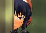  android black_hair blush metis peeking_out persona persona_3 red_eyes segami_daisuke solo 