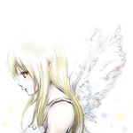  blonde_hair dogs:_bullets_&amp;_carnage dokyuu_afro green_eyes long_hair nill sad solo wings 