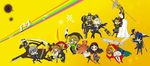  4girls amagi_yukiko bad_id bad_pixiv_id black_hair blue_hair brown_hair cabbie_hat chair chibi fan folding_chair fujino_miyabi glasses grey_hair gun hanamura_yousuke hat headphones himiko_(persona_4) izanagi jiraiya_(persona_4) kintoki-douji konohana_sakuya kujikawa_rise kuma_(persona_4) kunai long_hair multiple_boys multiple_girls narukami_yuu persona persona_4 satonaka_chie school_uniform shadow_(persona) shirogane_naoto short_hair skirt sukuna_hikona sword take-mikazuchi tomoe_(persona_4) weapon 