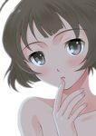  akizuki_ryou androgynous blush brown_eyes brown_hair idolmaster idolmaster_dearly_stars male_focus nokia_(harusion) nude solo 