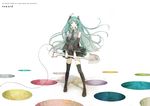  bad_id bad_pixiv_id cable hatsune_miku highres holes long_hair onohana polka_dot shovel solo thighhighs unconventional_guitar very_long_hair vocaloid wind 