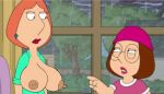  big_breasts breasts clothing duo family_guy female human lois_griffin mammal meg_griffin nipples shocked wardrobe_malfunction 