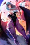  bat_wings green_eyes green_hair leotard lipstick long_hair looking_at_viewer makeup moon morrigan_aensland pink_lips ross_tran solo vampire_(game) wings 