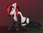  absurd_res blackjack_(fallout_equestria) blush clothing cybernetics cyborg equid equine fallout_equestria female genitals gradient_background hi_res horn horse machine mammal my_little_pony panties pony pussy simple_background snowstormbat underwear unicorn 
