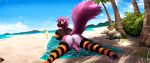  absurd_res airashinsfw anthro beach butt clothed clothing curvy_figure girly hi_res legwear machine male panties pinup pose presenting presenting_hindquarters protogen seaside solo thigh_highs underwear 