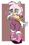  &lt;3 &lt;3_eyes amouge amy_rose anthro boots chiropteran clothing eulipotyphlan female footwear green_eyes hair hand_on_face hedgehog hi_res mammal pink_hair pntszedprncess rouge_the_bat sega smile solo sonic_the_hedgehog_(series) wings 