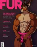  abs anthro bambi_(film) biceps bulge cervid clothed clothing cover disney hi_res kappax magazine_cover male mammal muscular muscular_male pecs solo the_great_prince_of_the_forest topless veiny_muscles 