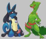  anatomically_correct anatomically_correct_genitalia anthro balls bodily_fluids drooling duo erection genital_fluids genitals hi_res licking licking_lips looking_at_viewer lucario male male/male nintendo penis pok&eacute;mon pok&eacute;mon_(species) precum saliva sceptile tongue tongue_out video_games zombieeparty 