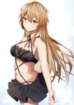  1girl absurdres aratake bare_shoulders bikini blush breasts brown_eyes girls&#039;_frontline highres light_brown_hair long_hair looking_at_viewer medium_breasts navel ppk_(foliage_romance)_(girls&#039;_frontline) ppk_(girls&#039;_frontline) see-through smile solo swimsuit very_long_hair 