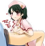  :p blush breast_squeeze breasts brown_eyes censored chou_shittou_caduceus cum cum_on_body cum_on_breasts cum_on_upper_body ejaculation facial green_hair hat leslie_sears medium_breasts nakajima_yuka nurse nurse_cap open_clothes open_shirt paizuri penis pointless_censoring shirt short_hair solo_focus tongue tongue_out 
