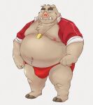  2022 anthro belly big_belly brown_body brown_fur fur hi_res humanoid_hands kemono male mammal moobs navel nipples o_miso_n overweight overweight_male simple_background solo suid suina sus_(pig) wild_boar 