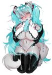  alpha_channel amputee android anthro armwear big_breasts blue_eyes blue_hair blush bodily_fluids bottomless breasts clothed clothing crotch_tuft curvy_figure cute_expression disability domestic_cat elbow_gloves felid feline felis female floating_arms floating_legs floating_limbs fur gloves grey_body grey_fur hair handwear hatsune_miku hi_res hochune_meowku hourglass_figure kneeling legwear lifting looking_at_viewer machine mammal necktie nroppa one_eye_closed pose quadruple_amputee robot sex_slave signature simple_background skimpy slave small_waist solo steam sweat thick_thighs thigh_highs transparent_background tuft twintails_(hairstyle) visible_nipples vocaloid wink 