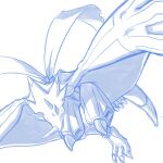  1:1 anthro bandai_namco blue_theme claws digimon digimon_(species) digimon_ghost_game flying horn kausgammamon male sansyonoki64 scalie scarf sketch wings 