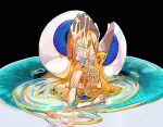  1other all_fours aqua_eyes beads black_background blue_eyes body_horror broken_arm broken_egg cracked_skin egg_yolk eyeball gem hair_over_one_eye hatching highres houseki_no_kuni liquid_hair musheng656 nude one_eye_covered pearl_(gemstone) phosphophyllite phosphophyllite_(ll) severed_arm severed_limb shards simple_background solo spoilers symbolism top-down_bottom-up wet 