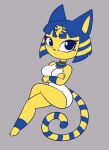 animal_crossing ankha_(animal_crossing) anklet anthro big_breasts blue_hair blue_stripes bracelet breast_squish breasts clothed clothing crossed_arms crossed_legs dativyrose digital_media_(artwork) egyptian egyptian_clothing eyeshadow feet felid feline felis female frown full-length_portrait hair huge_breasts jewelry looking_at_viewer makeup mammal markings multicolored_hair nintendo portrait shirt simple_background sitting solo squish striped_markings striped_tail stripes tail_markings thick_thighs tight_clothing topwear two_tone_hair video_games white_clothing white_shirt white_topwear yellow_body yellow_stripes 