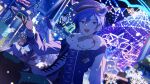  1boy 1girl animal_ears bear_ears black_gloves blue_eyes blue_hair blue_headwear fur_collar gloves hatsune_miku heiwa_(murasiho) highres kaito_(vocaloid) long_sleeves looking_at_viewer male_focus project_sekai short_hair sitting star_(symbol) vocaloid 