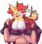  2022 amazon_position anthro anthro_penetrated big_breasts blush bodily_fluids breasts delphox dialogue duo english_text female female_penetrated genital_fluids genitals hi_res huge_breasts human human_on_anthro human_penetrating human_penetrating_anthro interspecies male male/female male_penetrating male_penetrating_female mammal nintendo nipples nude open_mouth penetration penis pok&eacute;mon pok&eacute;mon_(species) pok&eacute;philia pussy pussy_juice pussy_juice_on_penis rabbitbrush sex text tongue tongue_out vaginal vaginal_penetration video_games 