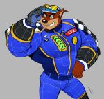  activision anthro beard clothing crash_bandicoot_(series) crash_team_racing_(series) crunch_bandicoot eyewear facial_hair fur goggles hat headgear headwear hi_res male muscular solo thebluebear27 thick_thighs tracksuit video_games 