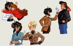  bean_bandit blue_eyes brown_hair dark-skinned_female dark_skin gunsmith_cats hug jacket leather leather_jacket misty_brown rally_vincent riding_bean scar short_hair superdeionbro 