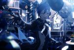  1boy balloon black_gloves blue_eyes blue_hair confetti gloves hat heiwa_(murasiho) highres kaito_(vocaloid) long_sleeves looking_at_viewer male_focus project_sekai short_hair smile top_hat vocaloid 