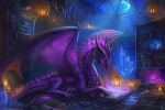  2022 ambiguous_gender claws detailed_background digital_media_(artwork) dragon feral hi_res horn inside membrane_(anatomy) membranous_wings moon night purple_body purple_scales scales scalie sky smile solo spines star starry_sky western_dragon wings x-celebril-x 
