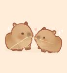  animal animal_focus artist_name capybara commentary_request food_in_mouth heart highres kapebeansies looking_at_another no_humans original photo-referenced simple_background sparkle watermark 