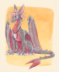 2022 claws dragon hair hi_res horn icelectricspyro looking_at_viewer membrane_(anatomy) membranous_wings pink_hair scalie smile traditional_media_(artwork) western_dragon wings 