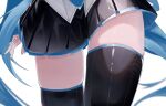  1girl blue_hair blue_necktie boots hatsune_miku koko_niiru necktie simple_background skindentation skirt solo thigh_boots thigh_focus thighs twintails vocaloid white_background zettai_ryouiki 