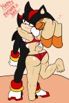  anthro big_breasts big_butt bikini breasts butt clothing cream_the_rabbit duo female hi_res kissing_cheek male male/female sega shadow_the_hedgehog sonic_the_hedgehog_(series) soulyagami64 swimwear 