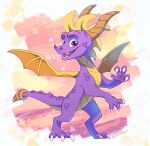  2022 4_toes activision ambiguous_gender claws digital_media_(artwork) dragon feet feral hi_res horn icelectricspyro male membrane_(anatomy) membranous_wings open_mouth purple_eyes scales scalie solo spines spyro spyro_the_dragon teeth toes tongue video_games western_dragon wings 