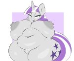  2022 anthro areola arizonathevixen big_areola big_breasts breasts cutie_mark deep_navel equid equine female friendship_is_magic grey_body hair hasbro hi_res horn huge_areola huge_breasts huge_nipples huge_thighs mammal multicolored_hair my_little_pony navel nude overweight overweight_anthro overweight_female purple_hair simple_background solo thick_thighs twilight_velvet_(mlp) two_tone_hair unicorn white_hair 