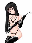  bdsm black_eyes black_hair breastless_clothes copyright_request crotchless_panties dominatrix elbow_gloves flat_chest gloves highres leather mk_(chiko1015) nipples panties riding_crop smile solo thighhighs underwear 