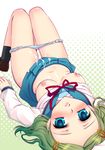  asano_akira bad_id bad_pixiv_id blue_eyes blush breasts cum cum_on_body cum_on_breasts cum_on_clothes cum_on_lower_body cum_on_upper_body green_hair kimidori_emiri kita_high_school_uniform lying medium_breasts navel no_bra panties panty_pull school_uniform serafuku shirt_lift shoes short_hair socks solo suzumiya_haruhi_no_yuuutsu underwear upside-down 