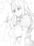  blush breasts censored copyright_request cum greyscale large_breasts long_hair maid mole mole_under_mouth monochrome mosaic_censoring nora_higuma penis sketch solo_focus 