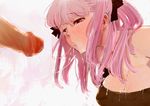  breasts censored cum cum_in_mouth cum_on_body cum_on_breasts cum_on_upper_body cum_string highres kito_(coyo) large_breasts original penis pink_hair solo_focus 