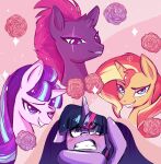  2019 bangs blonde_hair blue_eyes blue_hair blush broken_horn digital_media_(artwork) equestria_girls equid equine eye_scar facial_scar female flower friendship_is_magic group hair harem hasbro highlights_(coloring) horn mammal multicolored_hair my_little_pony my_little_pony:_the_movie_(2017) orange_body patty-plmh pink_body pink_hair plant purple_body purple_eyes purple_hair red_hair scar scared smile starlight_glimmer_(mlp) sunset_shimmer_(eg) tempest_shadow_(mlp) twilight_sparkle_(mlp) two_tone_hair unicorn 