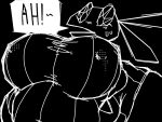  anthro belly big_belly big_breasts big_butt black_background black_body black_skin bodily_fluids breasts butt clothed clothing dialogue ears_down female huge_breasts hyper hyper_belly lagomorph leporid looking_down looking_down_at_self mammal navel obese obese_anthro obese_female open_mouth overweight overweight_anthro overweight_female pivoted_ears rabbit simple_background speech_bubble stretched_clothing sweat sweatdrop text unknown_artist vib-ribbon vibri video_games wide_hips 