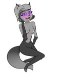 absurd_res anthro bodily_fluids canid canine canis female hair hi_res mammal nipples ray_(disambiguation) rayraud simple_background smile solo wolf 