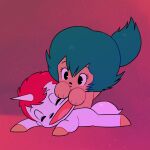  1:1 2017 baby blue_body blue_fur blue_hair daww digital_drawing_(artwork) digital_media_(artwork) duo equid equine eyelashes eyes_closed felid female feral fur hair happy hooves horn lion male mammal mane marusu_(unico) osamu_tezuka pantherine pink_hair pink_mane playing sanrio stevenquartzofficial tugging unavailable_at_source unico unico_(series) unicorn yellow_body yellow_fur young 