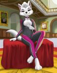  3_toes aged_up anthro anthrofied barefoot bedroom_eyes breasts canid canine canis cleavage clothed clothing collar detailed_background diacordst domestic_dog duo feet female fur half-closed_eyes hi_res hunting_dog looking_at_viewer mammal narrowed_eyes opening_shirt paw_patrol pink_eyes seductive sitting_on smile sweetie_(paw_patrol) terrier toes unzipped_bodysuit west_highland_white_terrier white_body white_fur 