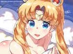  ass back bishoujo_senshi_sailor_moon blonde_hair blue_eyes blush breasts covered_nipples covering earrings highres jewelry meme moon_(ornament) nude open_mouth sailor_moon sailor_moon_redraw_challenge_(meme) tsukino_usagi user_twrz7857 