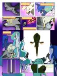  3:4 arofa_nahmat arofatamahn avian beak bird canid canine comic dialogue english_text equid equine female feral friendship_is_magic glowing gralo hasbro hi_res magic mammal my_little_pony princess_celestia_(mlp) princess_luna_(mlp) sibling sister sisters text 